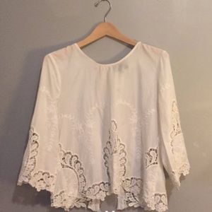 Cotton & lace doily cut-out blouse